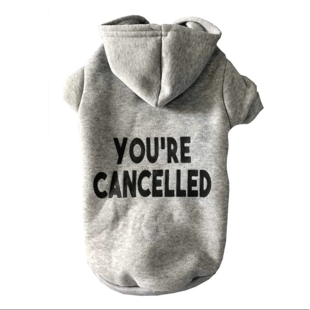 Pet Small "You're Cancelled" Gray Hoodie - Picture 1 of 10